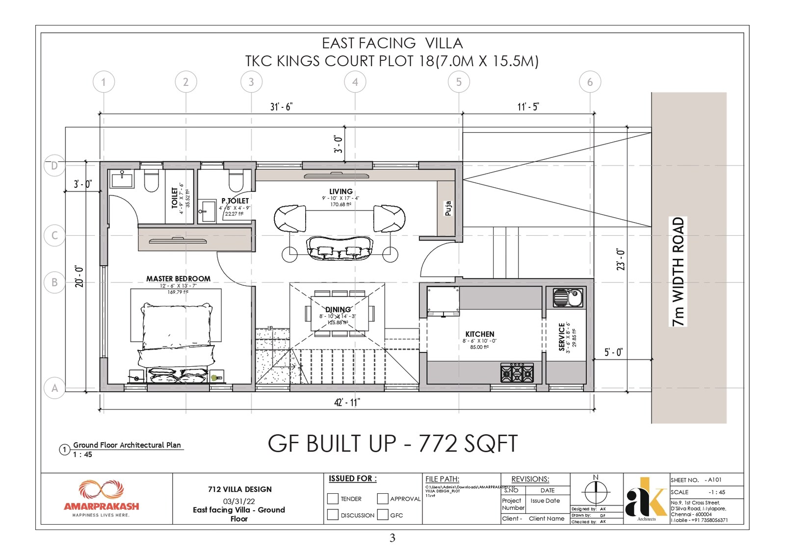 Ground floor plan — 772 sq.ft